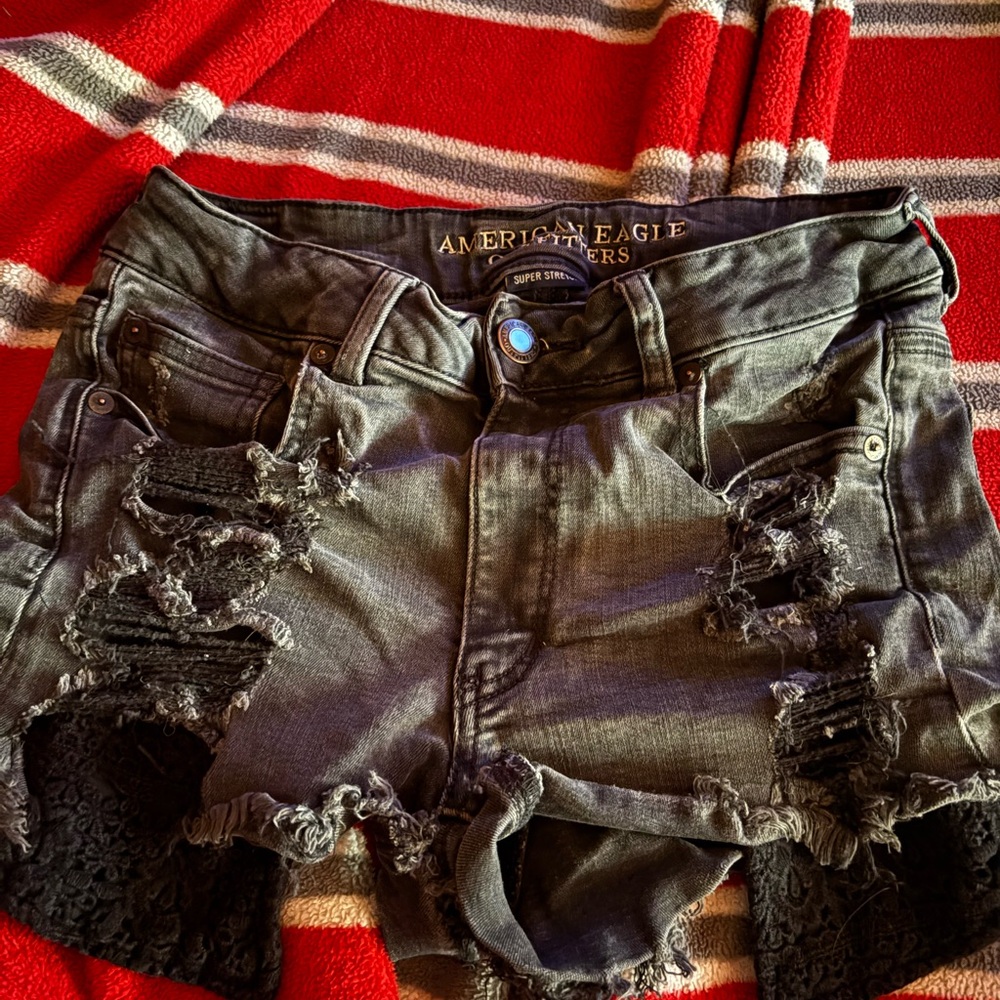 American Eagle Outfitters Ripped Gray Denim Shorts